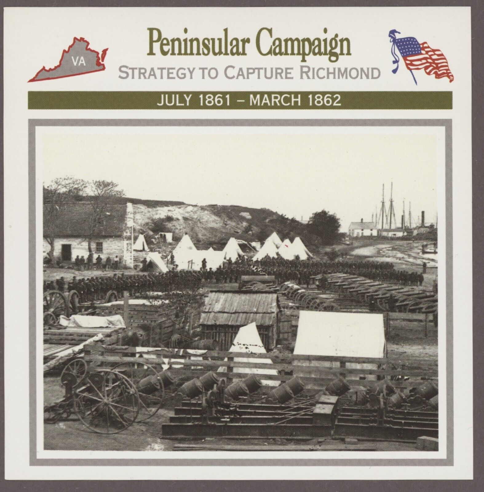 Peninsular Campaign  Atlas Civil War Card   Aftermath Reconstruction
