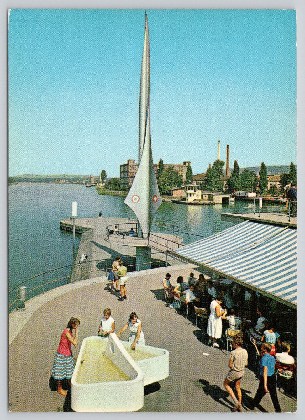 Postcard Basel Switzerland View of Kleinhüningen c1968 (677)
