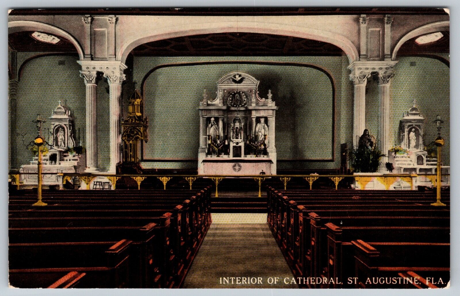 ST. AUGUSTINE FLORIDA FL INTERIOR OF CATHEDRAL CHURCH VINTAGE POSTCARD