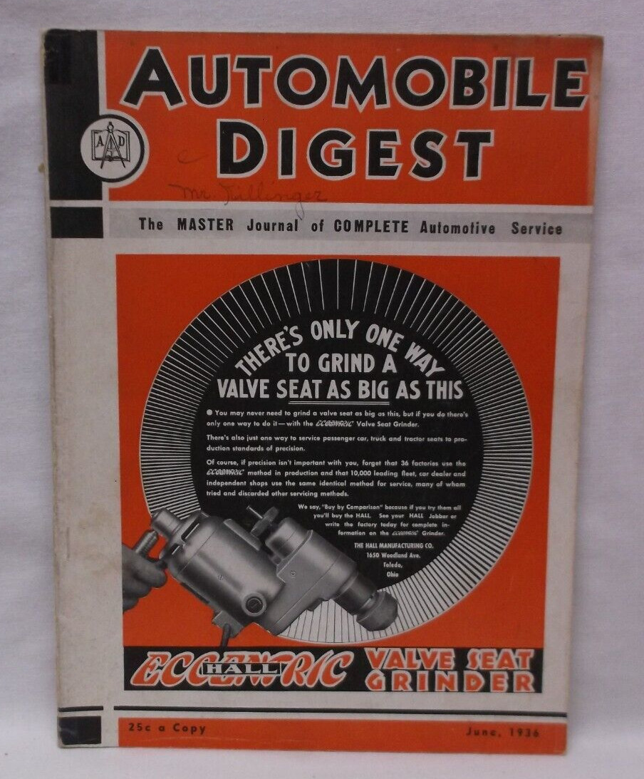 June 1936 Automotive Digest Magazine Master Journal Of Automotive Service