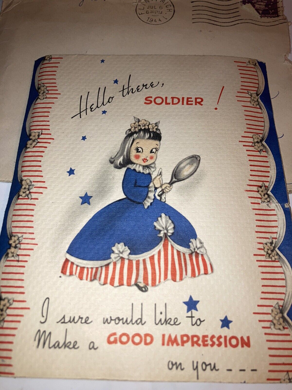 Meryle WWII Just Because Romance Comedy War Soldier Greetings Card
