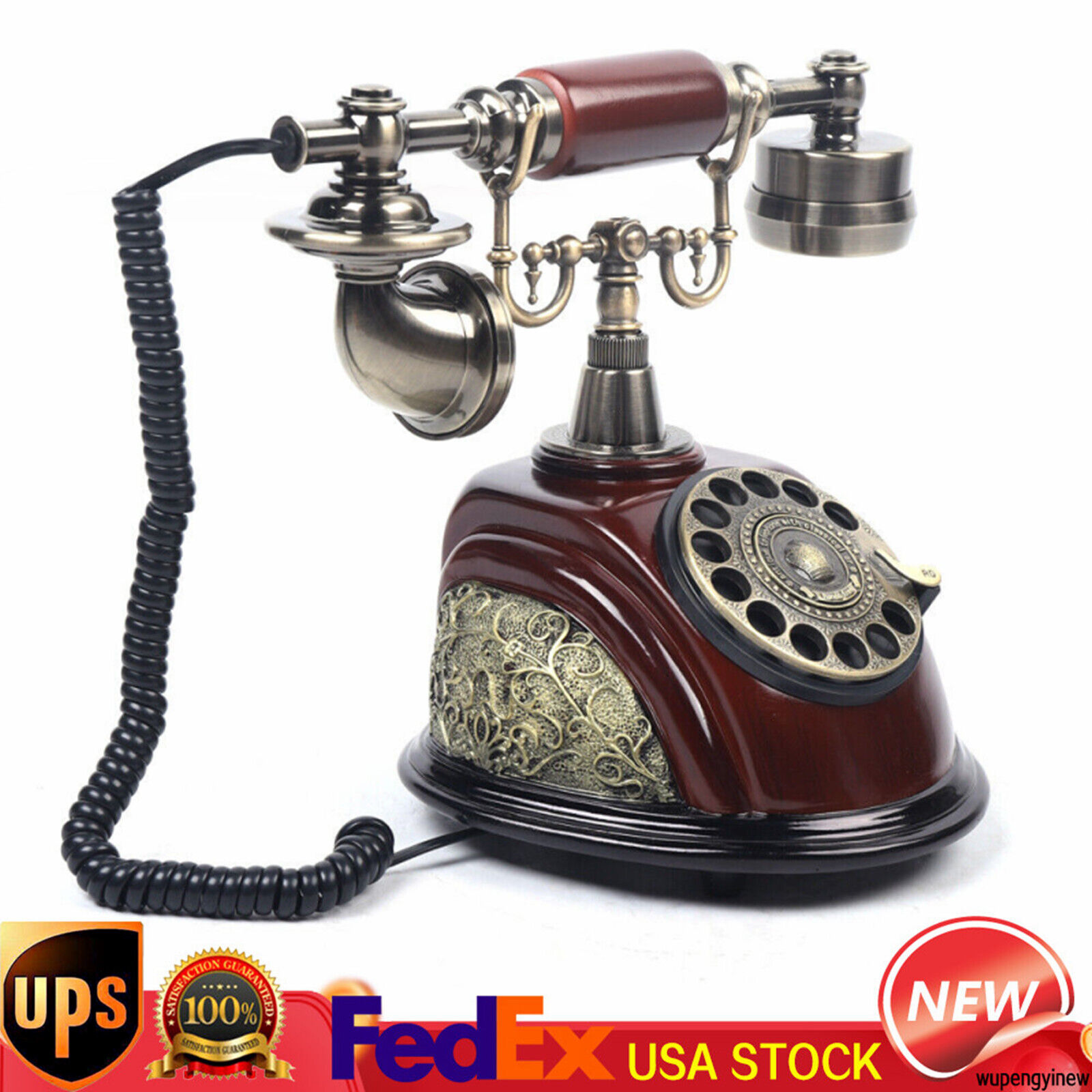 Vintage Antique Old Fashioned Rotary Dial Phone Handset Telephone Handset Desk 