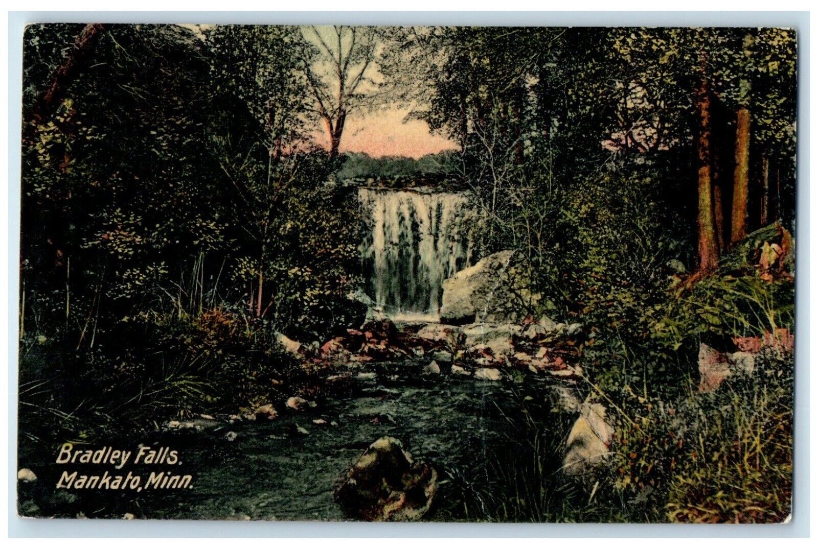 1909 Water Falls View Rocks Bradley Falls Janesville Mankato Minnesota Postcard
