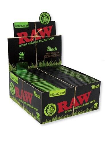 Just Released RAW BLACK ORGANIC HEMP - FULL SEALED BOX King Size Slim 50 Packs 
