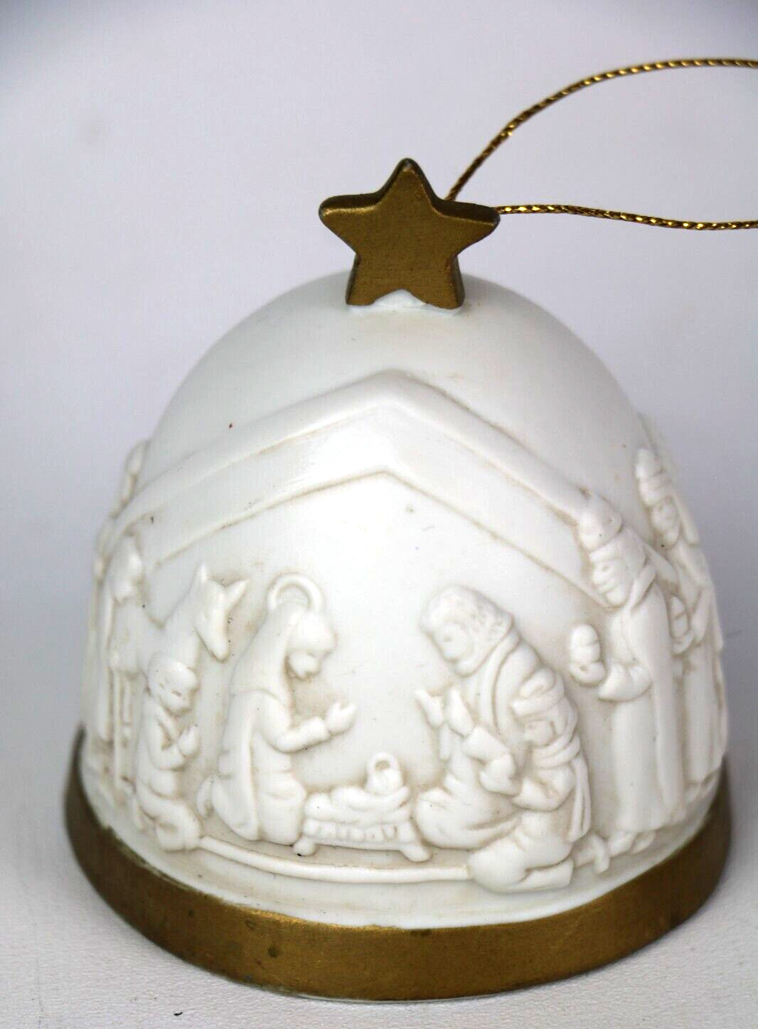 Vintage Christmas Bell Ornament Nativity Scene 1989 Roman - First Christmas Bell