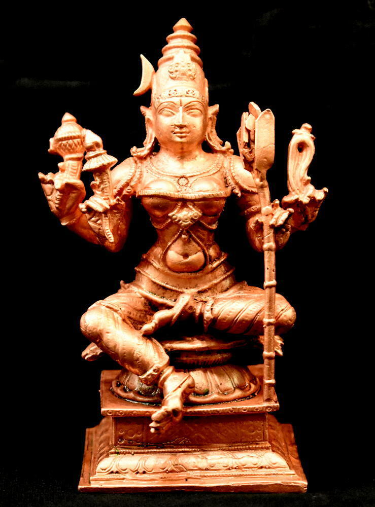 Goddess Lalita Tripurasundari Devi / Raja Rajeshwari Idol In Pure Solid Copper
