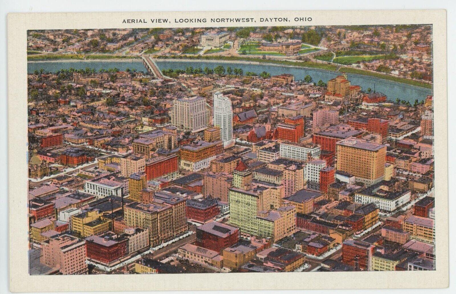 Dayton OH-Ohio, Aerial View Looking Northwest, Vintage Postcard 1940