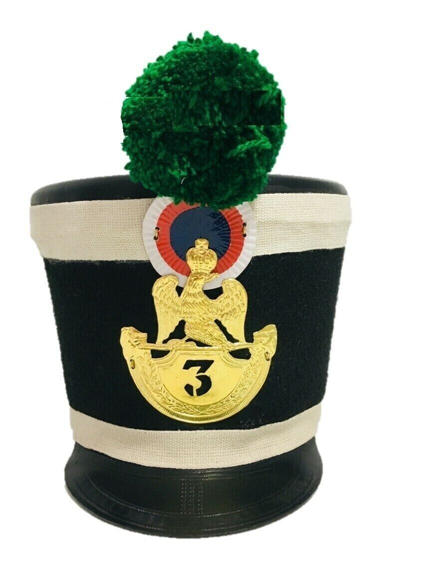 DGH® Napoleonic White Shako Hat 3rd EME+Green Pompom Fast Shipping 