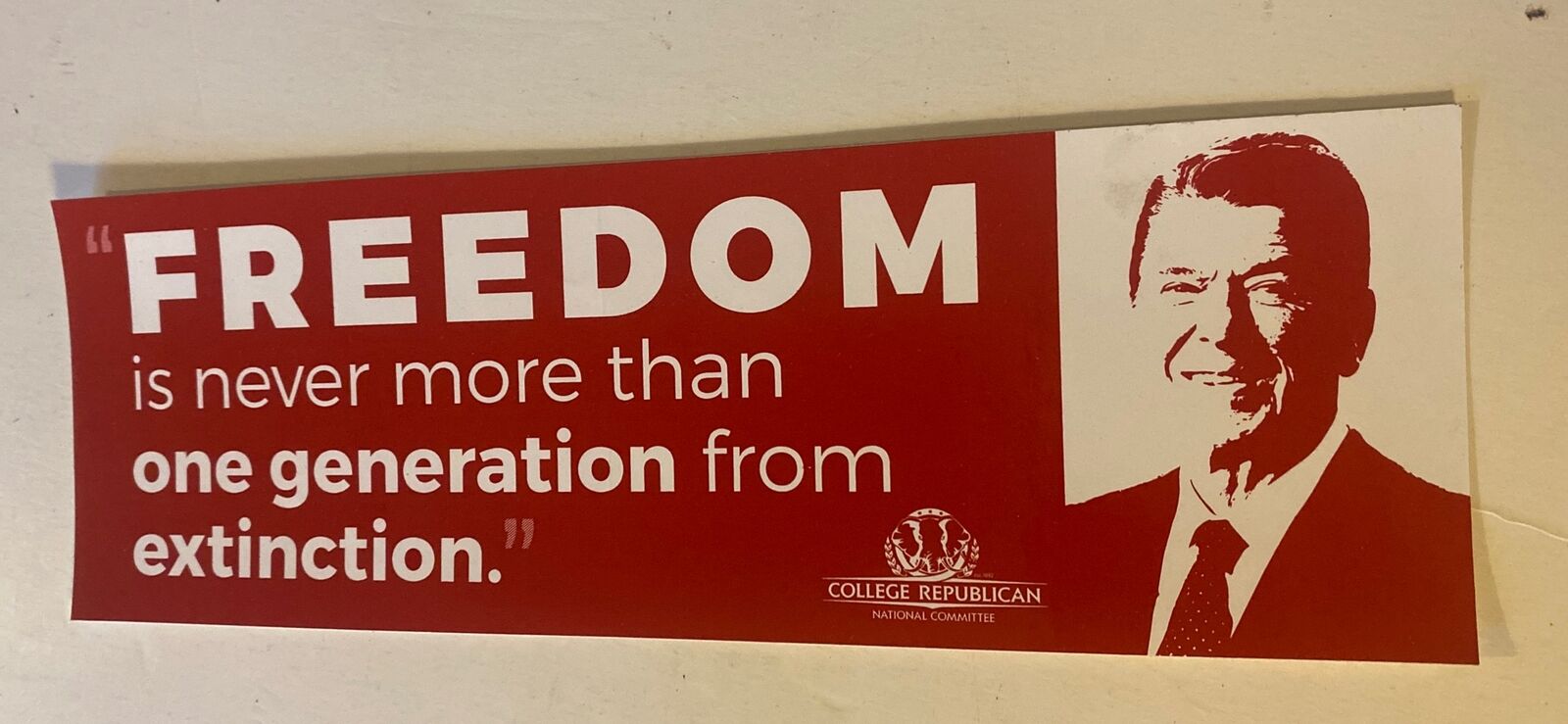 Freedom Is Never More Than One Generation From Extinction Reagan  Bumper Sticker