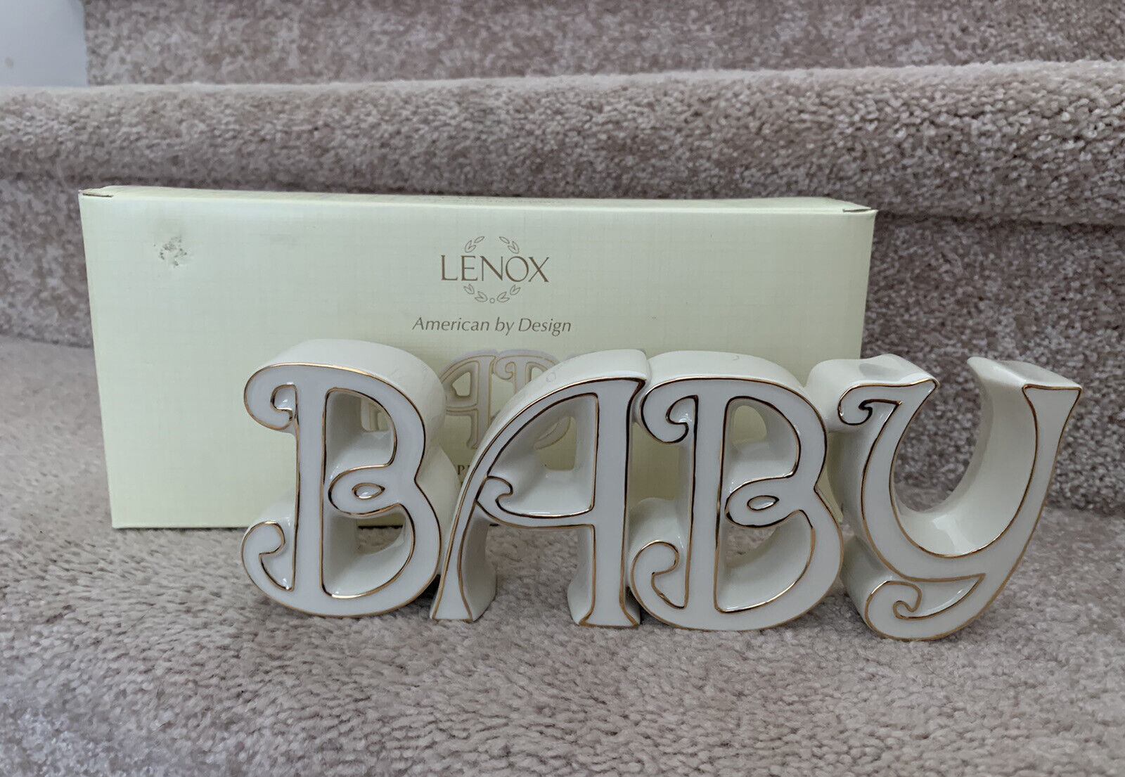 Lenox Expressions GOLD TRIMMED “BABY” Word Letters Sculpture