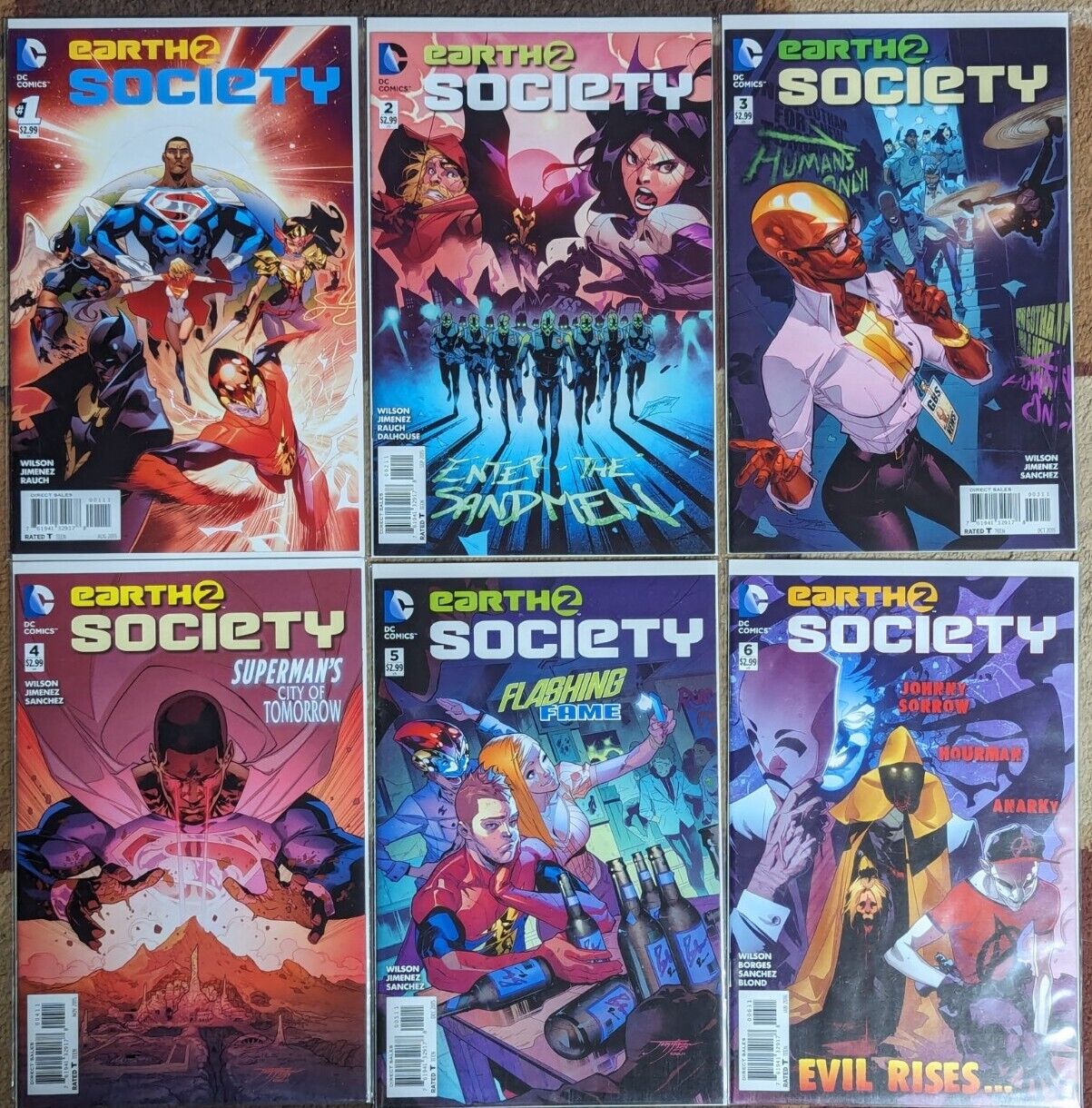 EARTH 2 SOCIETY Lot of 6 NM Dc Comics, #1-#6 Hourman, Power Girl, ANARKY