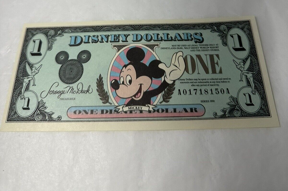 1987-A $1 Disney Dollar. First Issue. Disneyland. Mickey Mouse.