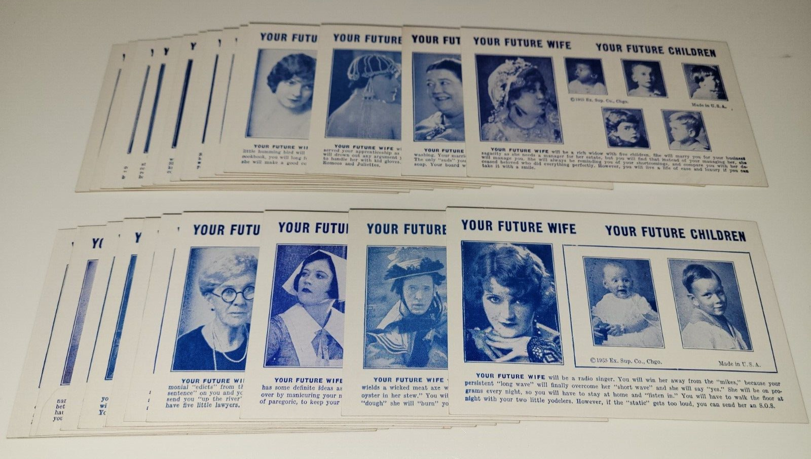 1935 YOUR FUTURE WIFE & CHILDREN 27 Arcade CARDS Funny wAcKy by Exhibit Supply