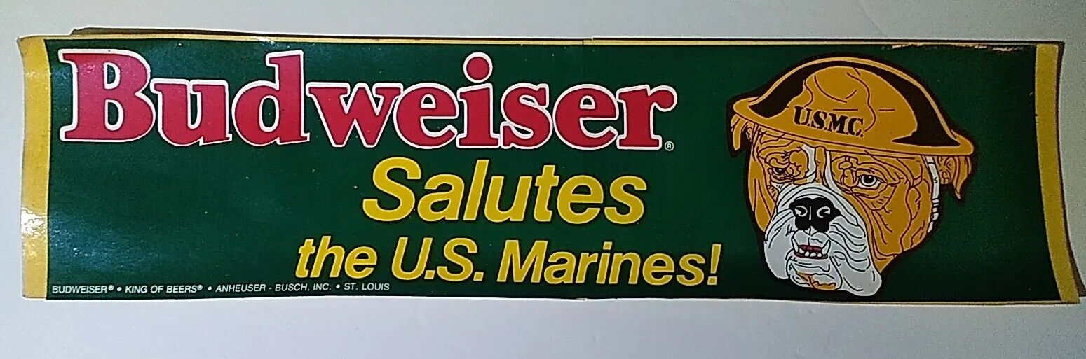 Vintage BUDWEISER Salutes U.S. Marines Sticker 1980s NOS
