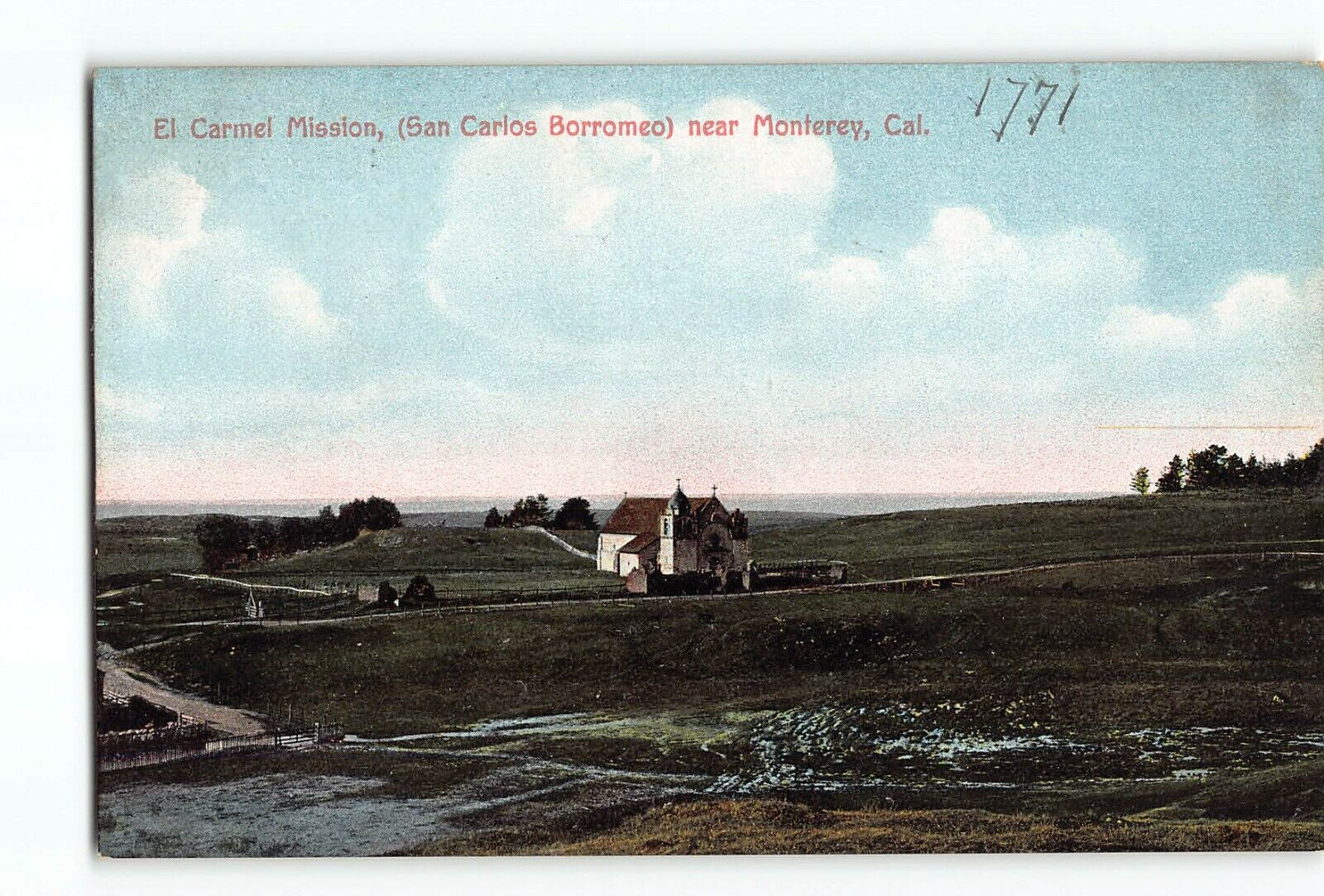 Old Vintage Postcard of El Carmel Mission San Carlos Borromeo near Monterey CA