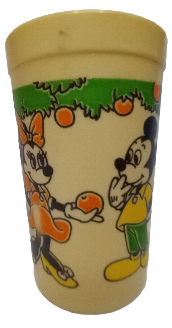Vintage Rare Walt Disney Mickey & Minnie Mouse Orange Tree Juice Cup EAGLE 3.25”