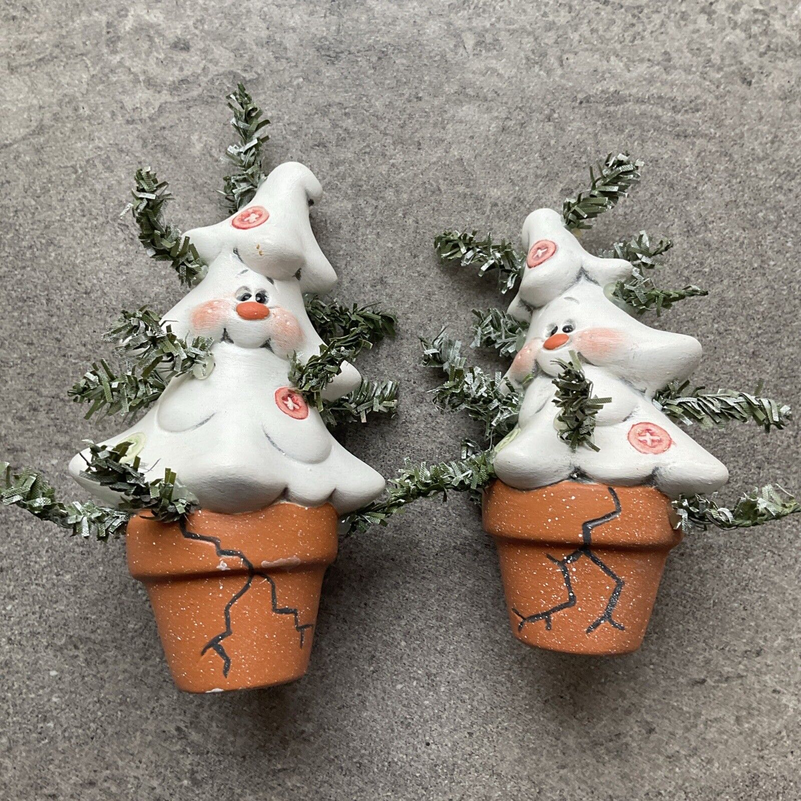 Very Cute Pair Of Ceramic Christmas Tree Crackpot Christmas Trees