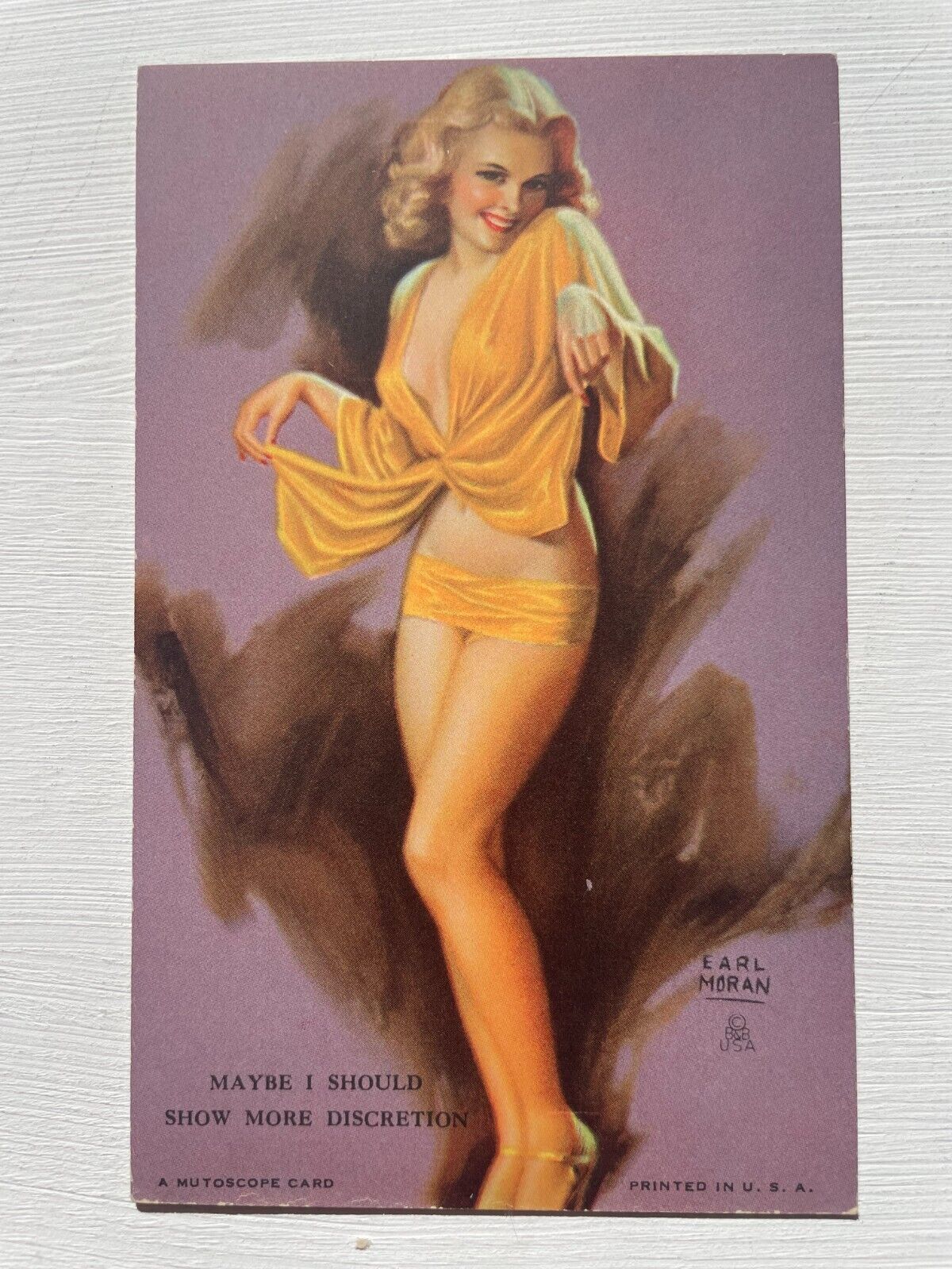 Vintage 1940's Pinup Girl Picture Mutoscope Card-Earl Moran- Show Discretion