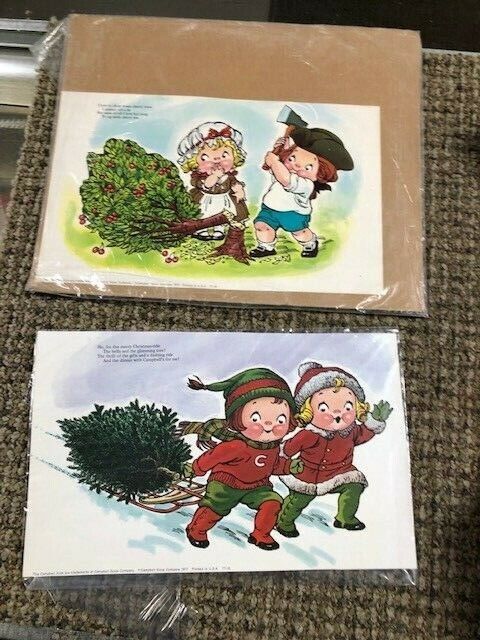 Newspaper ad 1977 CAMPBELL'S soup can tomato CHRISTMAS AD BOY & GIRL SLED TREE