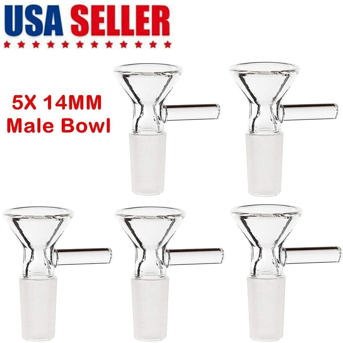 5x 14mm Male Glass Bowl For Water Pipe Hookah Bong Replacement Head
