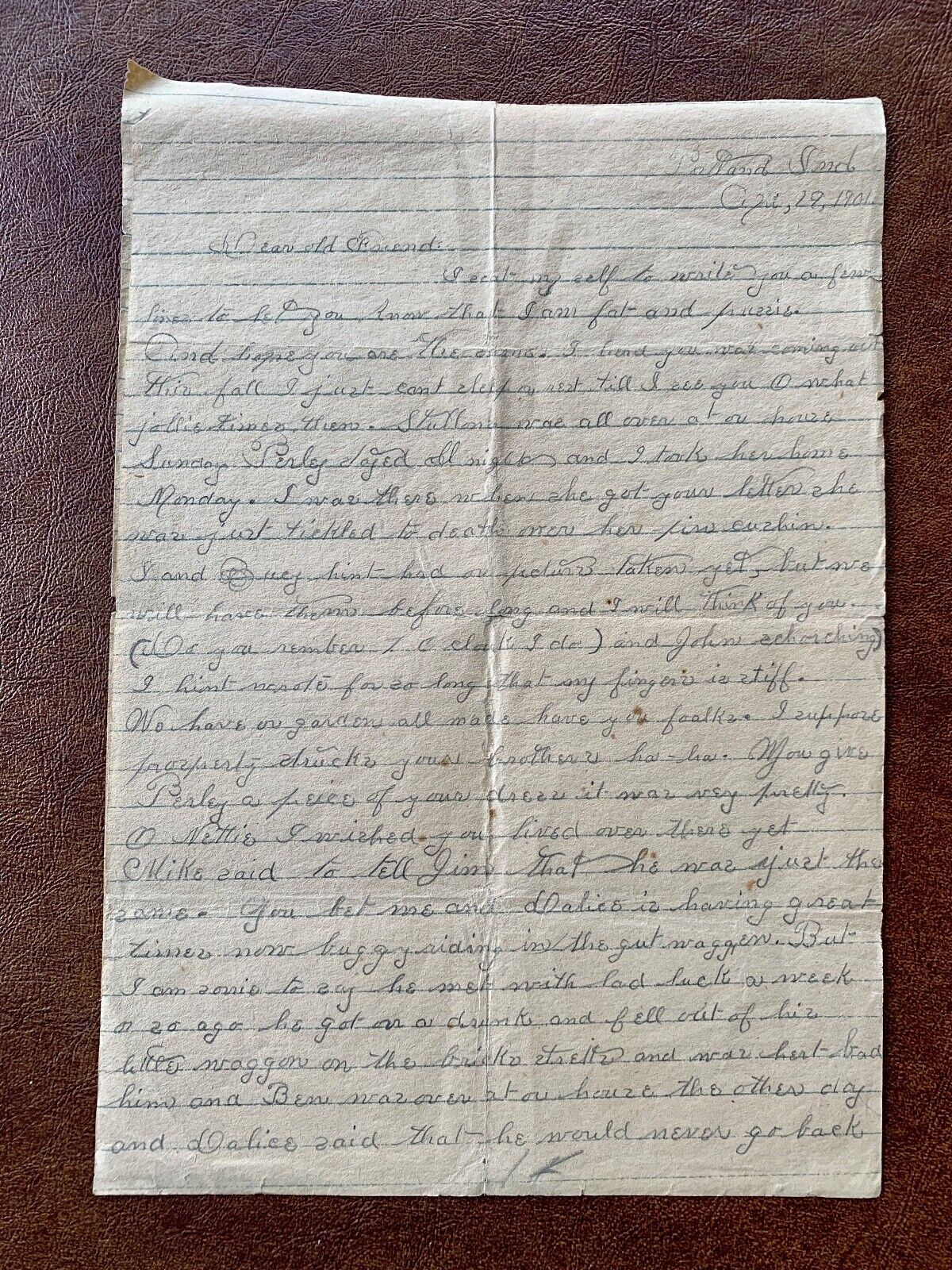 1901 Correspondence Letter Poem Picture Gossip Complaints Pencil on Writing Ppr