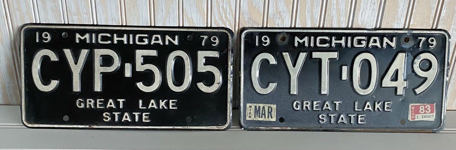 Vintage 1979 Michigan License Plates Lot Of 2 CYP-505 & CYT-049