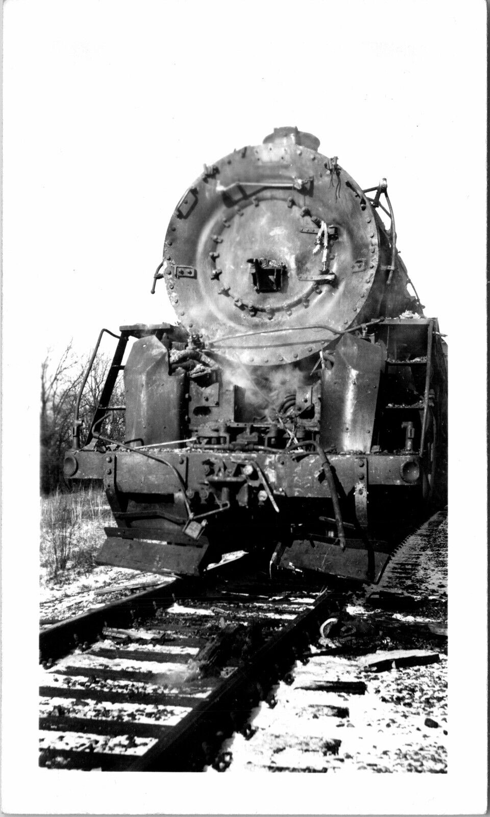 1942 Wreck Stark, Ohio W&LE Engine Vtg Photo 4.5\