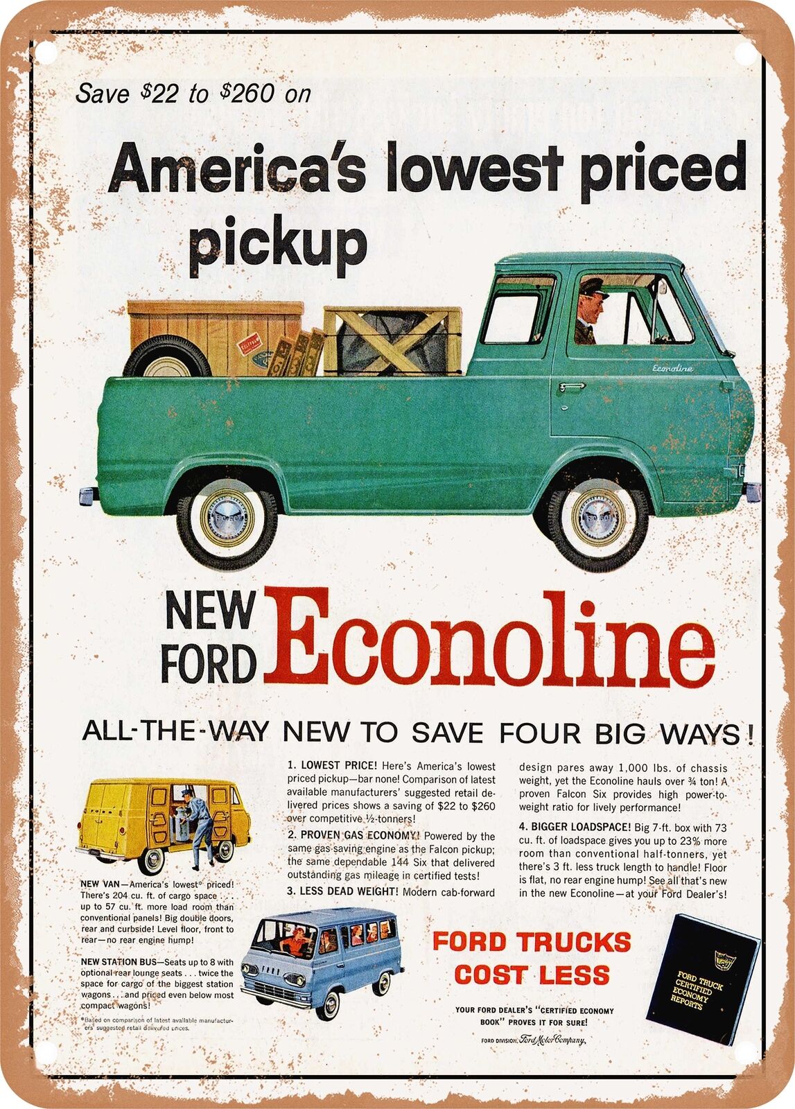 METAL SIGN - 1961 Econoline America\'s Pickup Vintage Ad