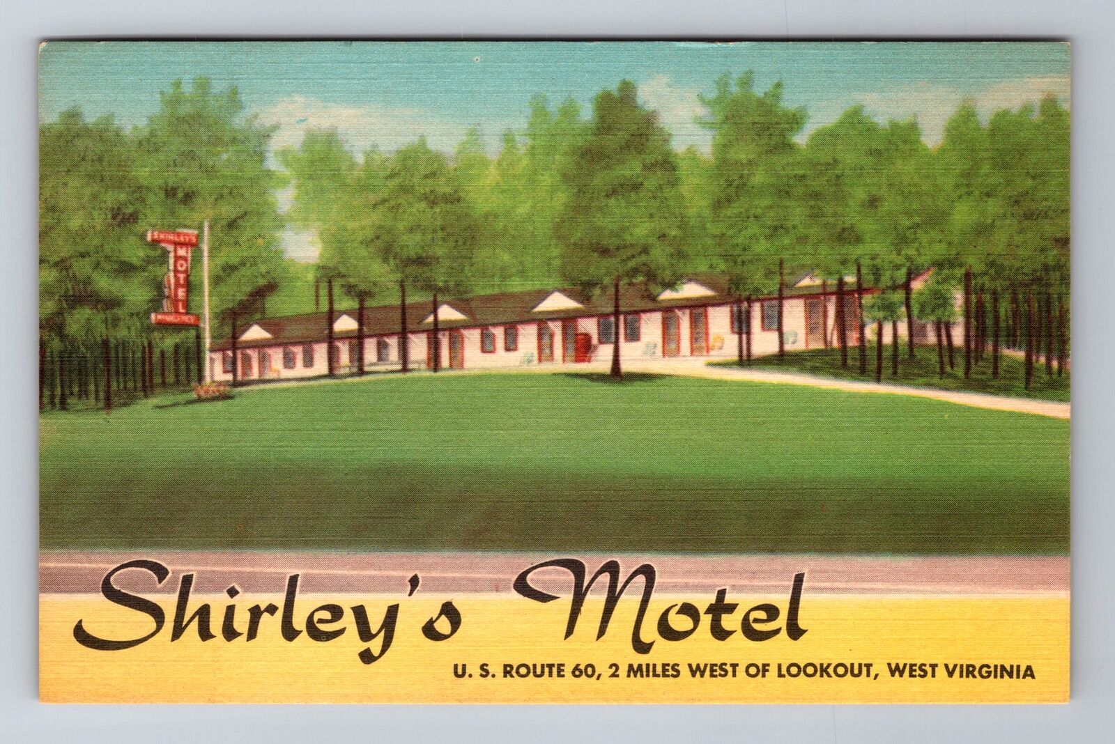 Lookout WV-West Virginia, Shirley\'s Motel, Advertising, Vintage Postcard