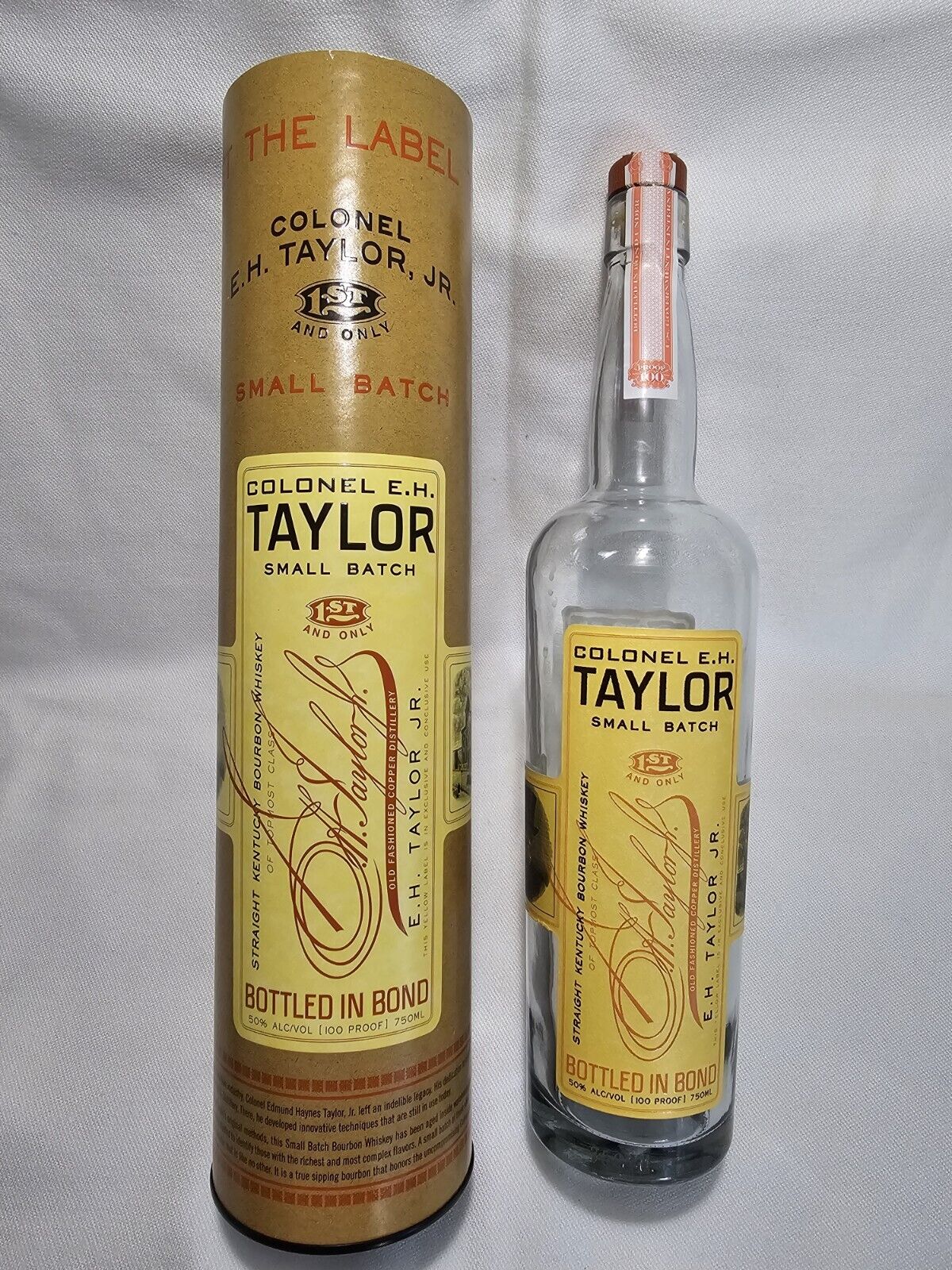 Colonel EH Taylor Small Batch Bourbon Whiskey Empty 750ml Bottle, Cork, and Tube