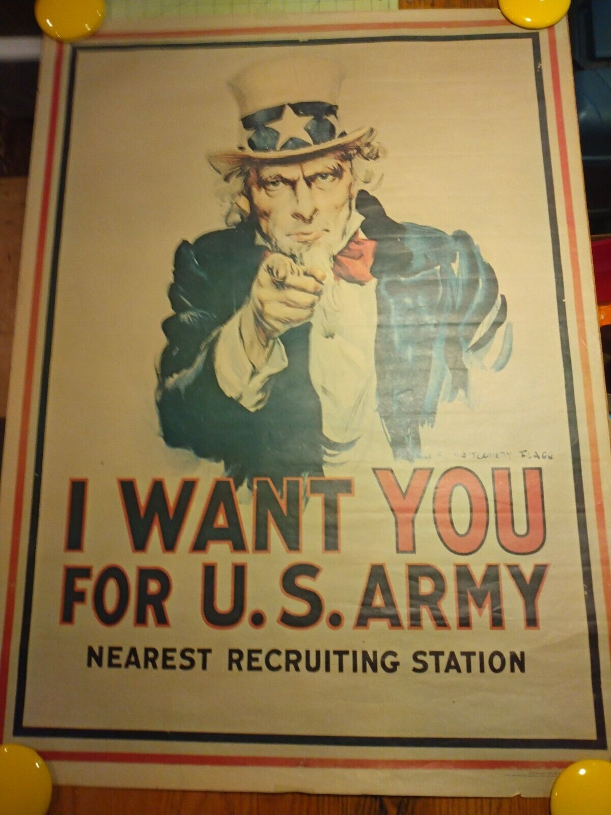 Vintage 1967 Vietnam Era Uncle Sam I Want You for US Army Flagg Poster | 30 x 40