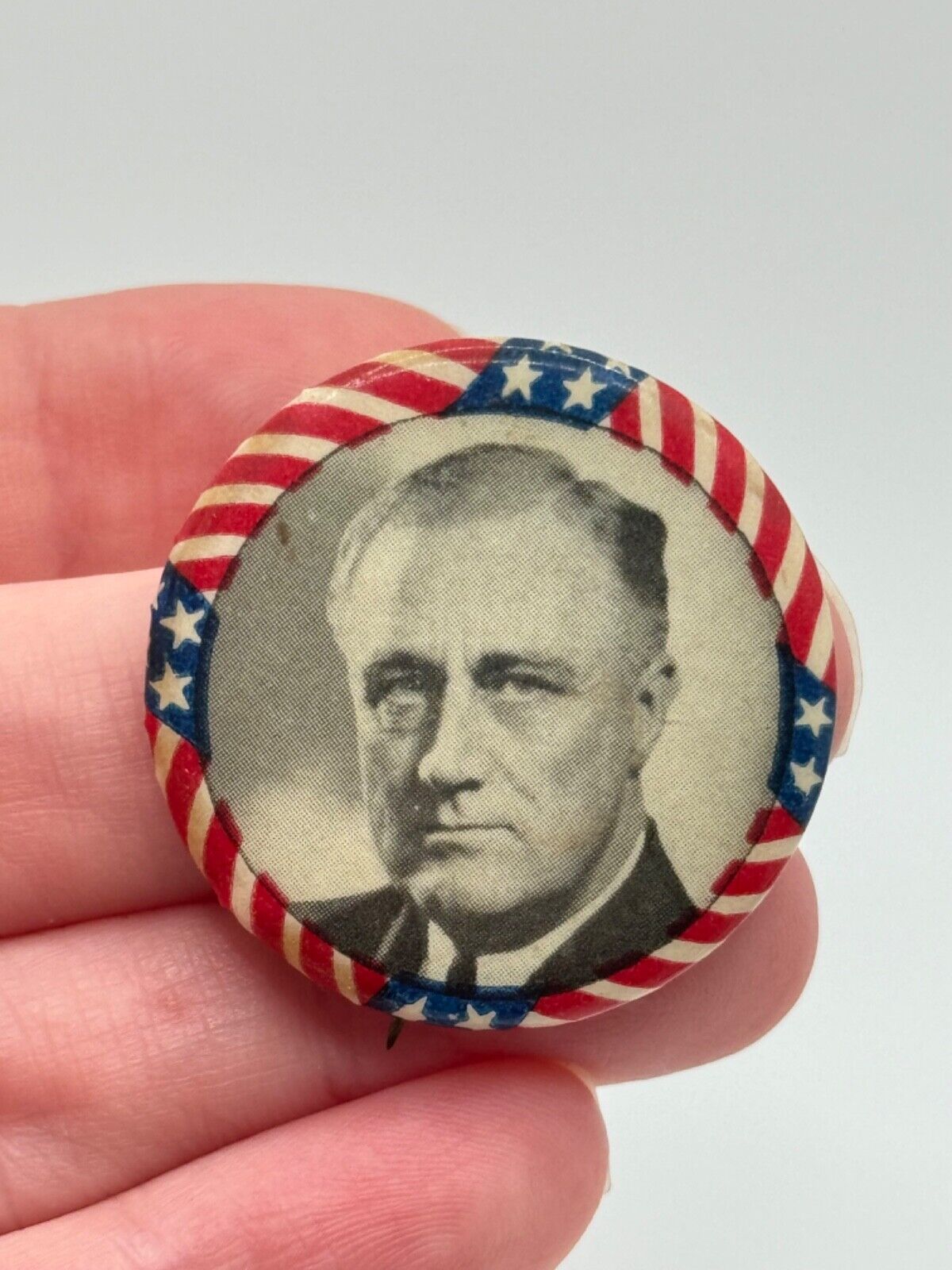 Vintage FDR Franklin D Roosevelt Patriotic 1932 Presidential Campaign Button Pin