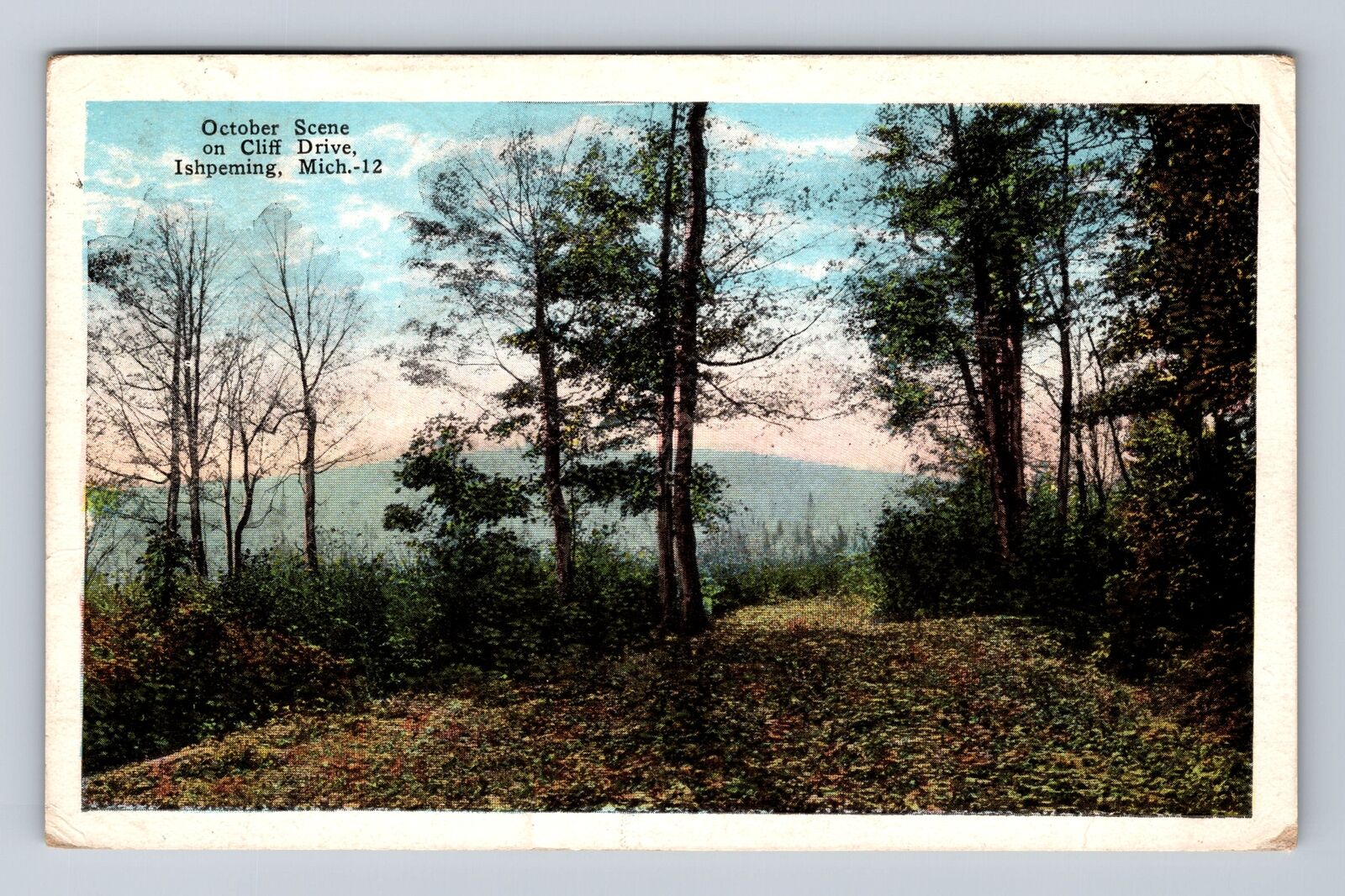 Ishpeming MI-Michigan, Scenic October Cliff Drive, Antique Vintage Postcard