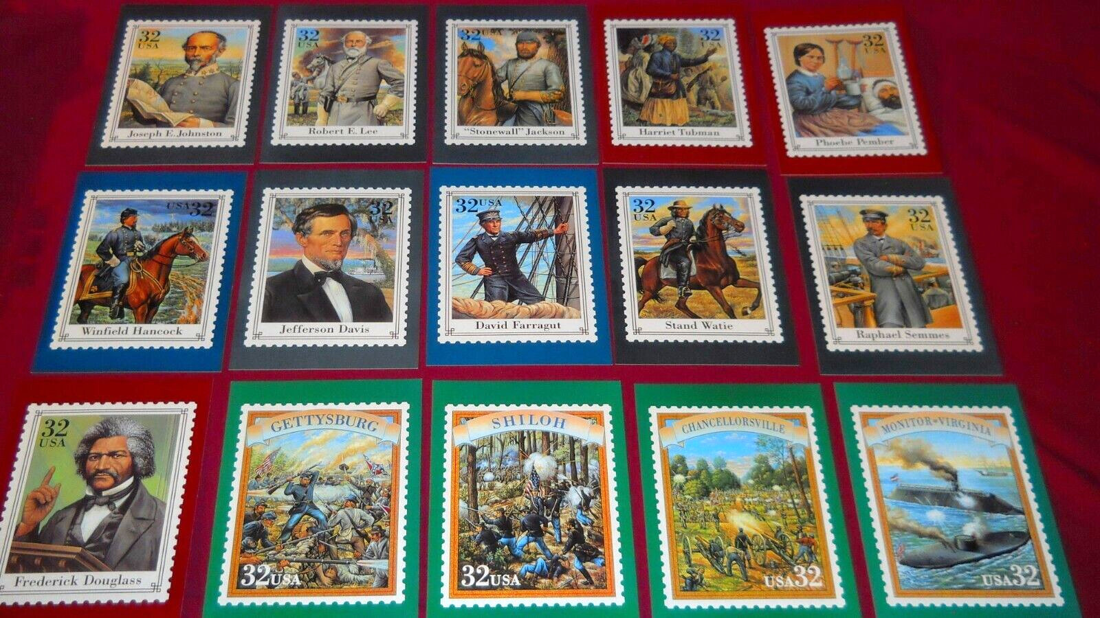 Civil War Post Card Set Of 20 USPS Classic Collection Series 1997 Generals