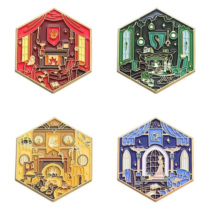 HOGWARTS School 4 HouseDormitory Set of 4 Harry Potter Metal Enamel Pins