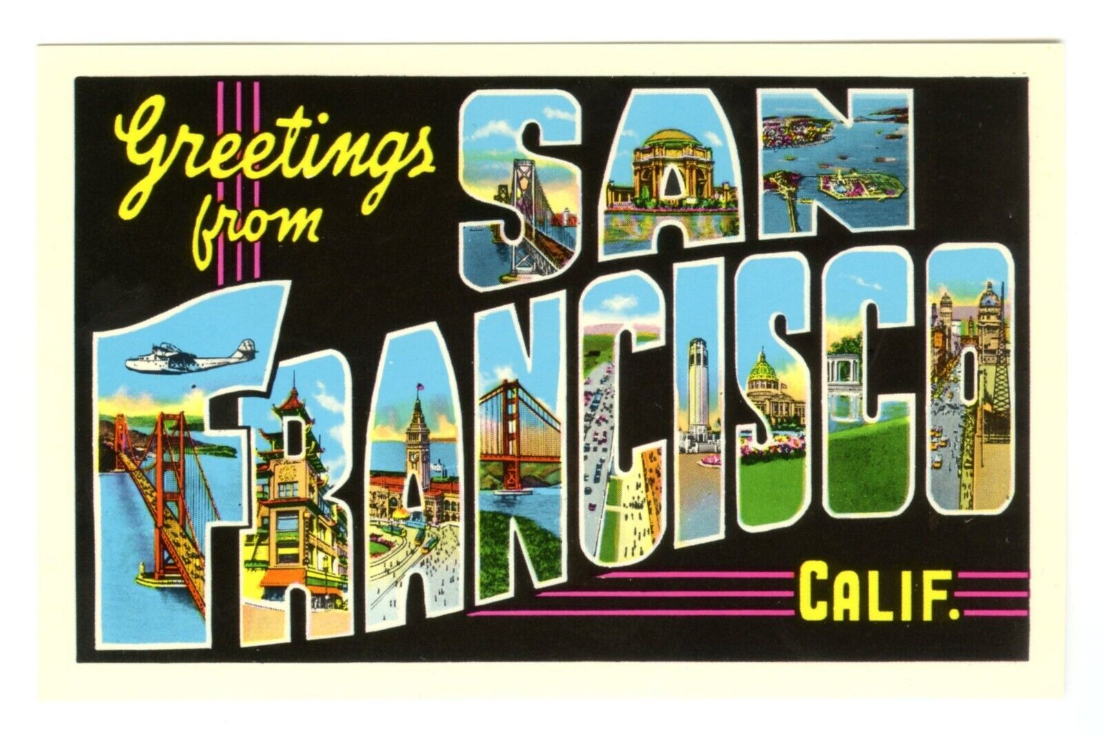 c.1950s SAN FRANCISCO GREETINGS MULTI-IMAGE LARGE LETTER~VINTAGE UNUSED POSTCARD