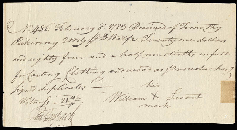 TIMOTHY PICKERING - AUTOGRAPH DOCUMENT SIGNED 02/08/1783 WITH CO-SIGNERS