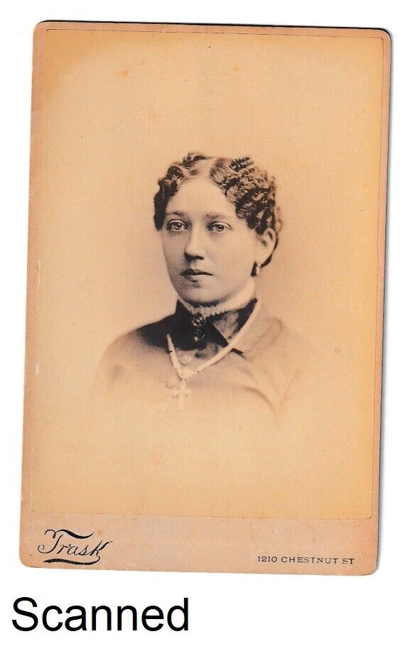 Antique Photo Victorian Woman Cabinet Card Trask Philadelphia PA Kate McCrassen