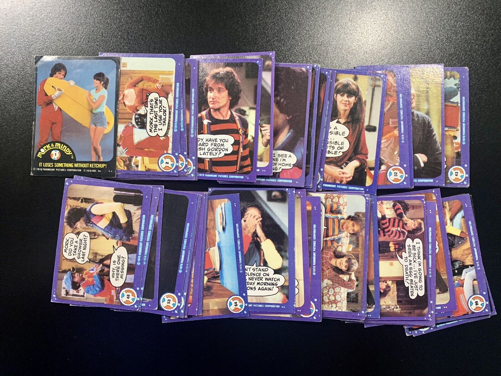 VINTAGE 1978 Topps Mork & Mindy Trading Card lot of 79 cards and Stickers