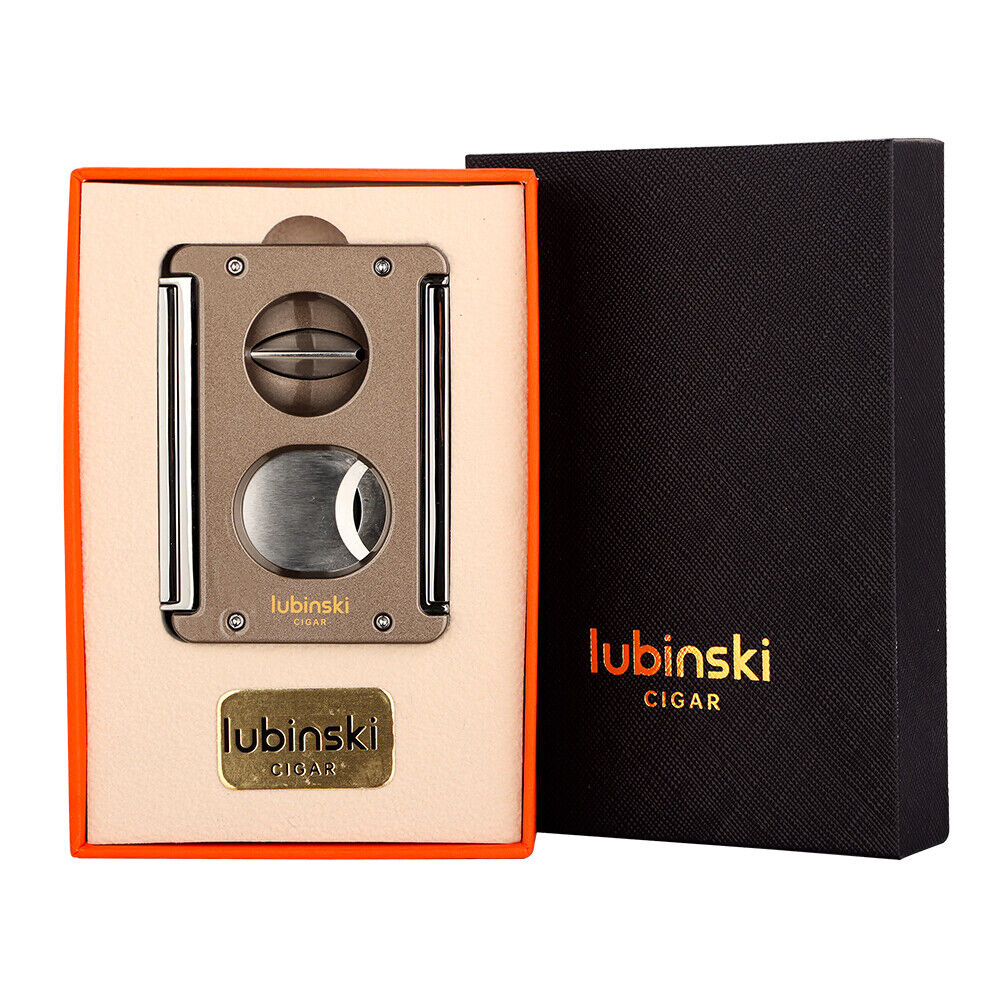 Lubinski Cigar V-cut Metal Sharp Luxury Guillotine Cutter Gift Box Travel Punch