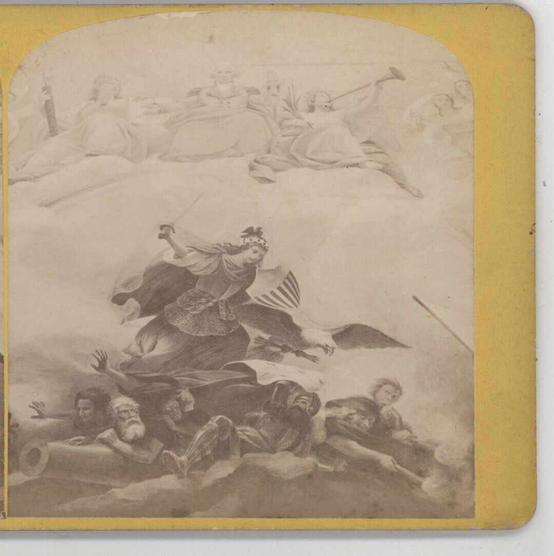 Group of War Brumidi Allegorical Painting Capitol Washington DC Stereoview 