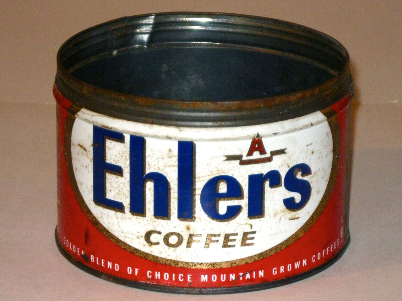 Vintage 1958 EHLERS COFFEE Advertising Tin Can GOLDEN ANNIVERSARY Key Opened