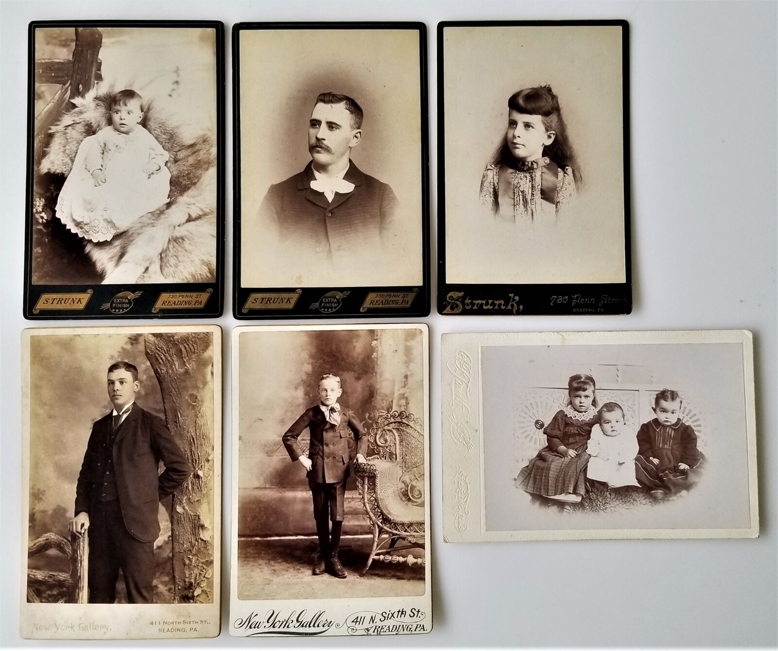 LOT antique 6pc SHOWALTER DIETRICH reading pa FAMILY PHOTOGRAPHS henley