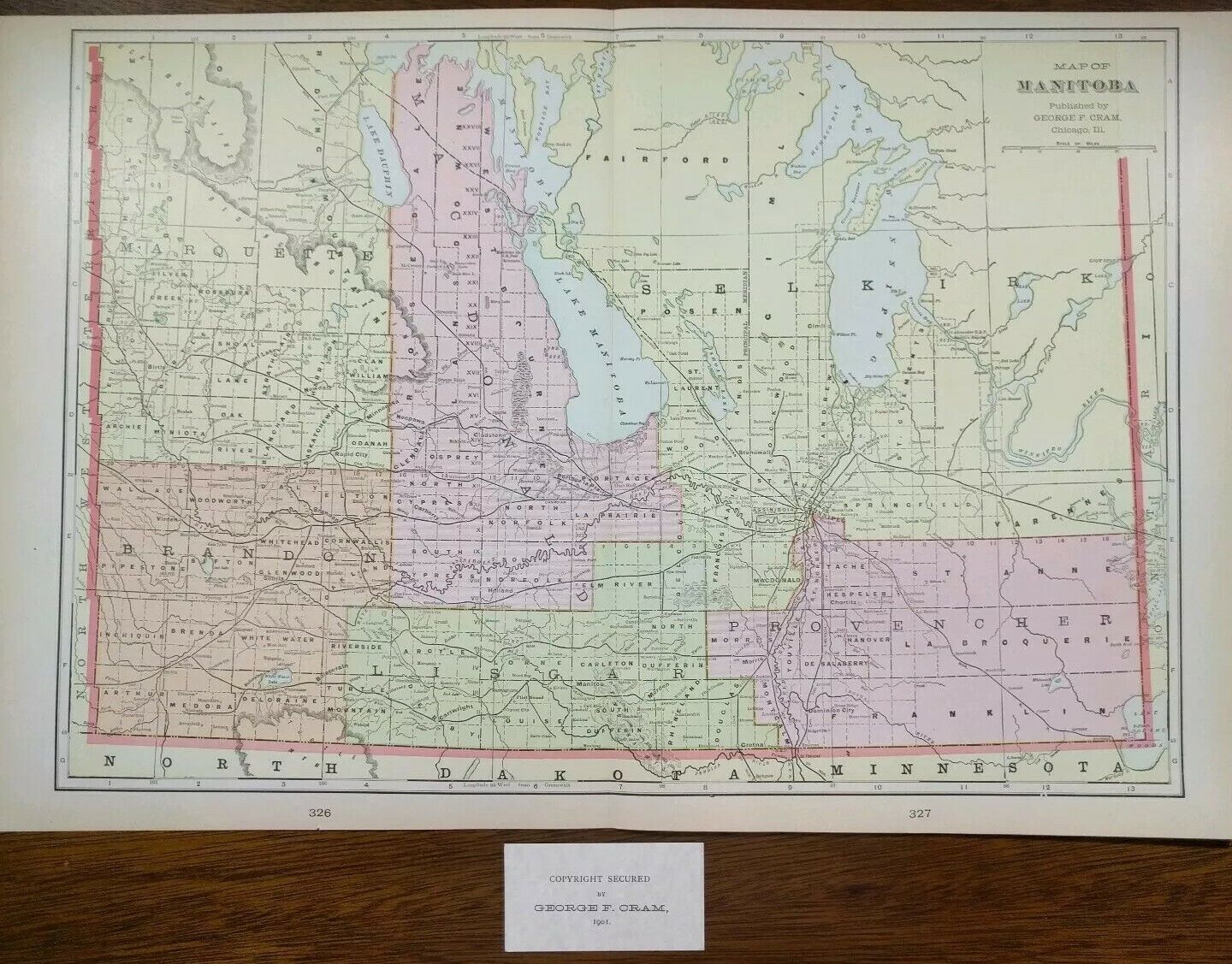 Vintage 1901 MANITOBA CANADA Map 22\