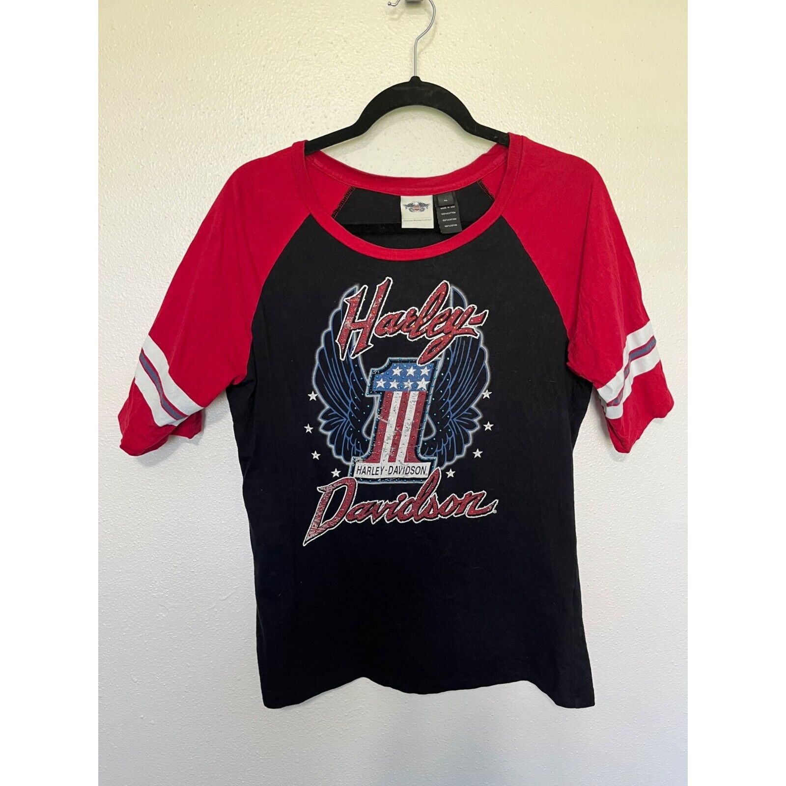 Harley Davidson Top Baseball Jersey with Number  Sparkle Womans XL
