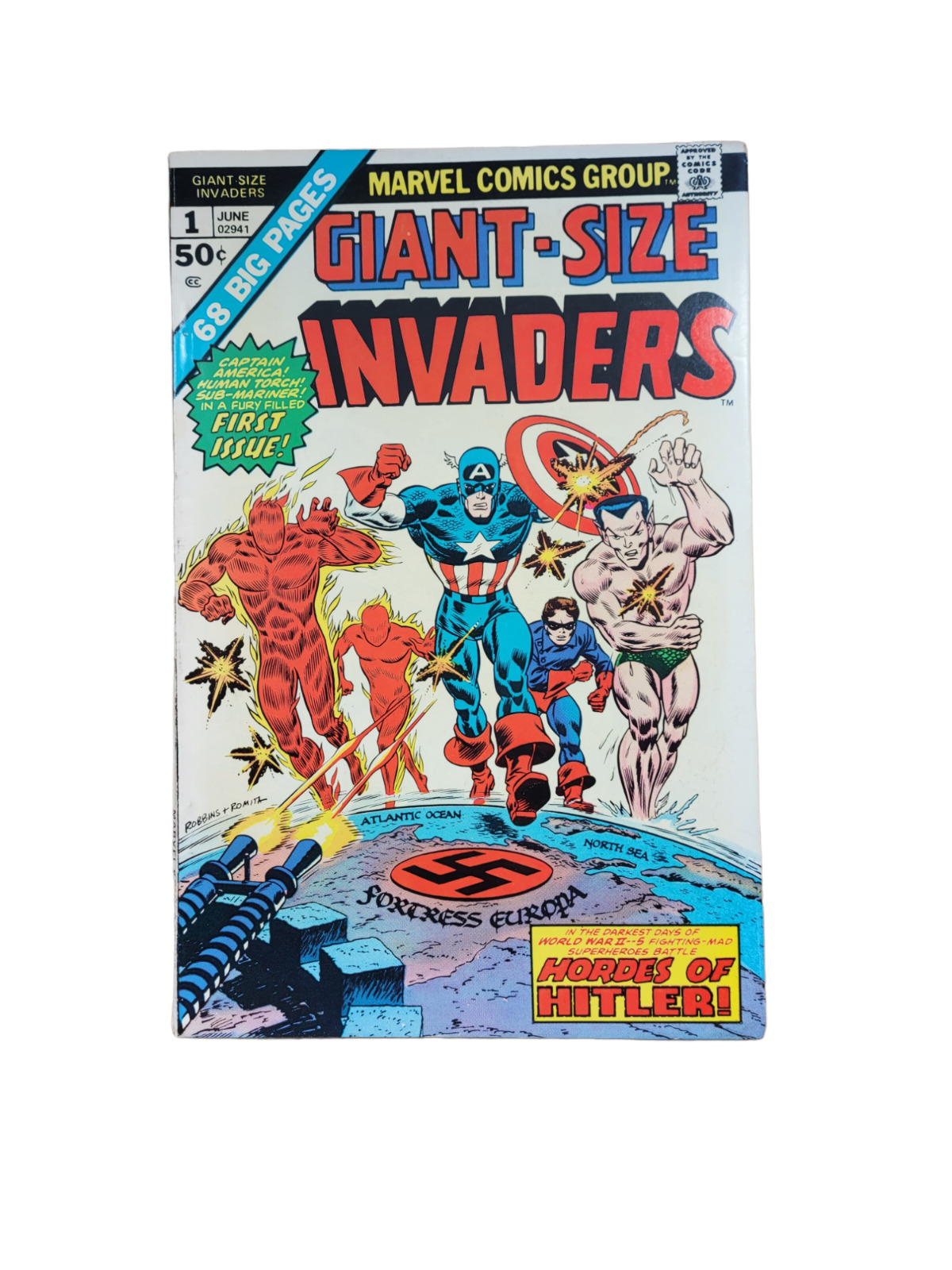 Giant Size Invaders #1 Bronze Age Origin Captain America (1975) FN RAW VINTAGE