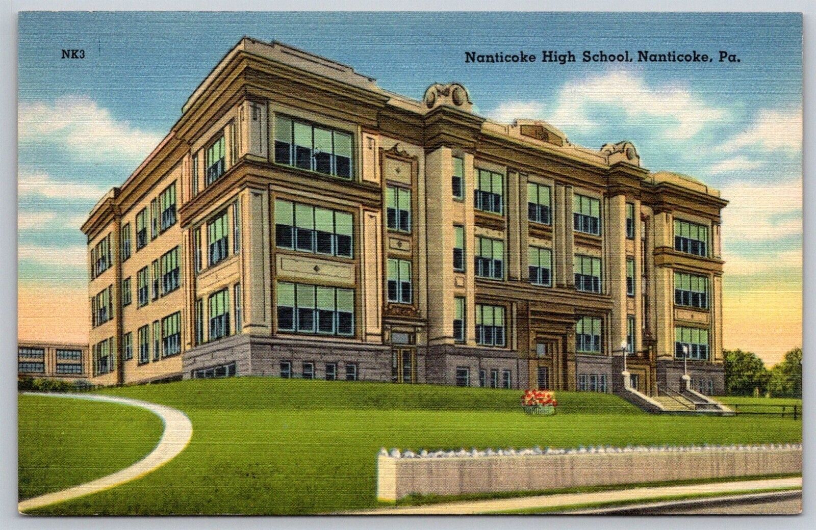 Nanticoke Pennsylvania Linen Postcard Nanticoke High School 