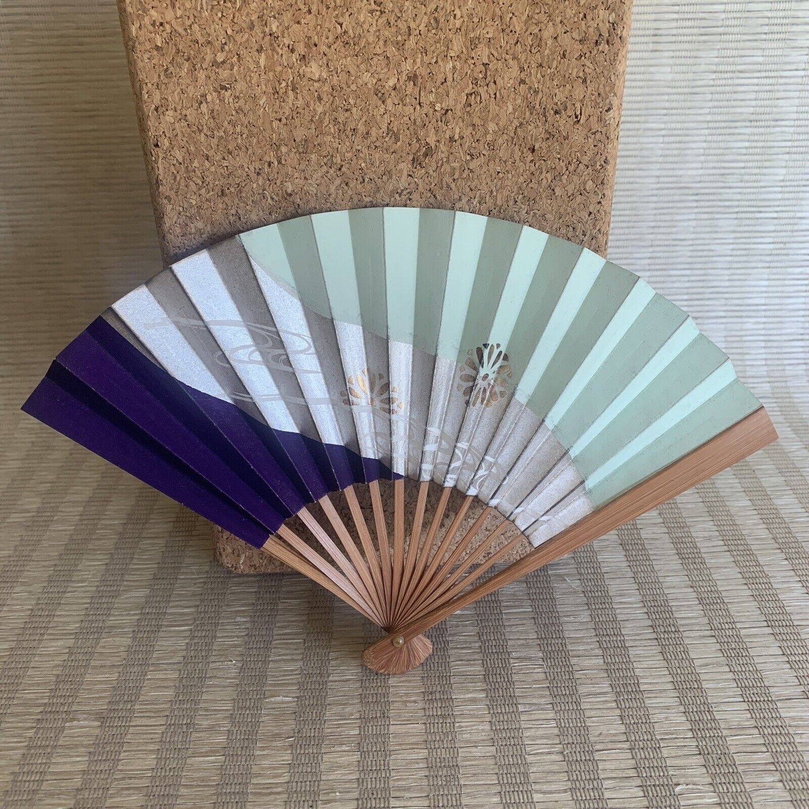 Vintage Japan Sensu Folding Fan Bamboo Frame 6\