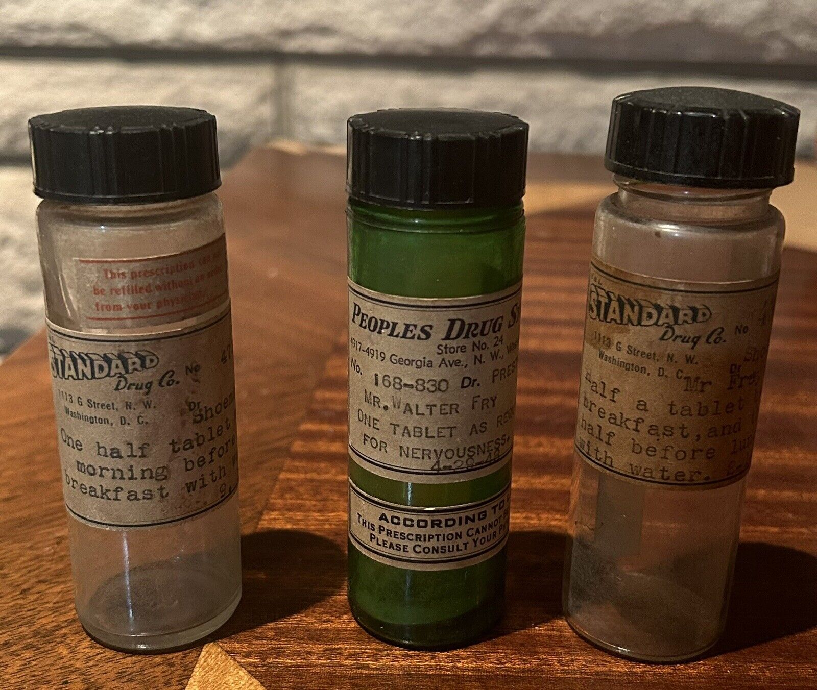 Lot Of 3 Antique Pharmacy Medicine Bottles