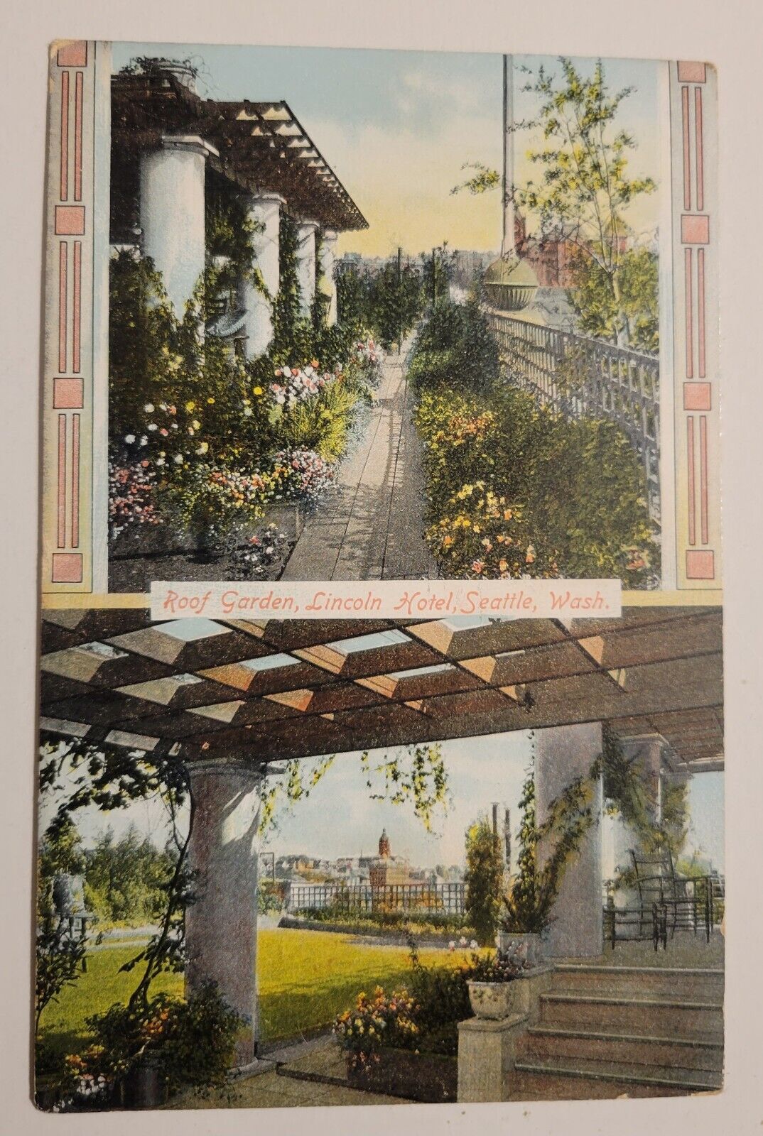 Used 1910 Split View Postcard Roof Garden Hotel Lincoln Seattle Washington Z3 